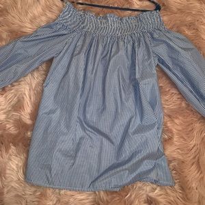 Off the shoulder striped shirt